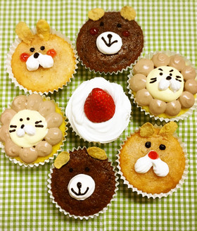 米粉でかわいい動物カップケーキ